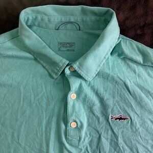 Patagonia Organic Cotton Polo Shirt XL Turquoise Teal Short Sleeve